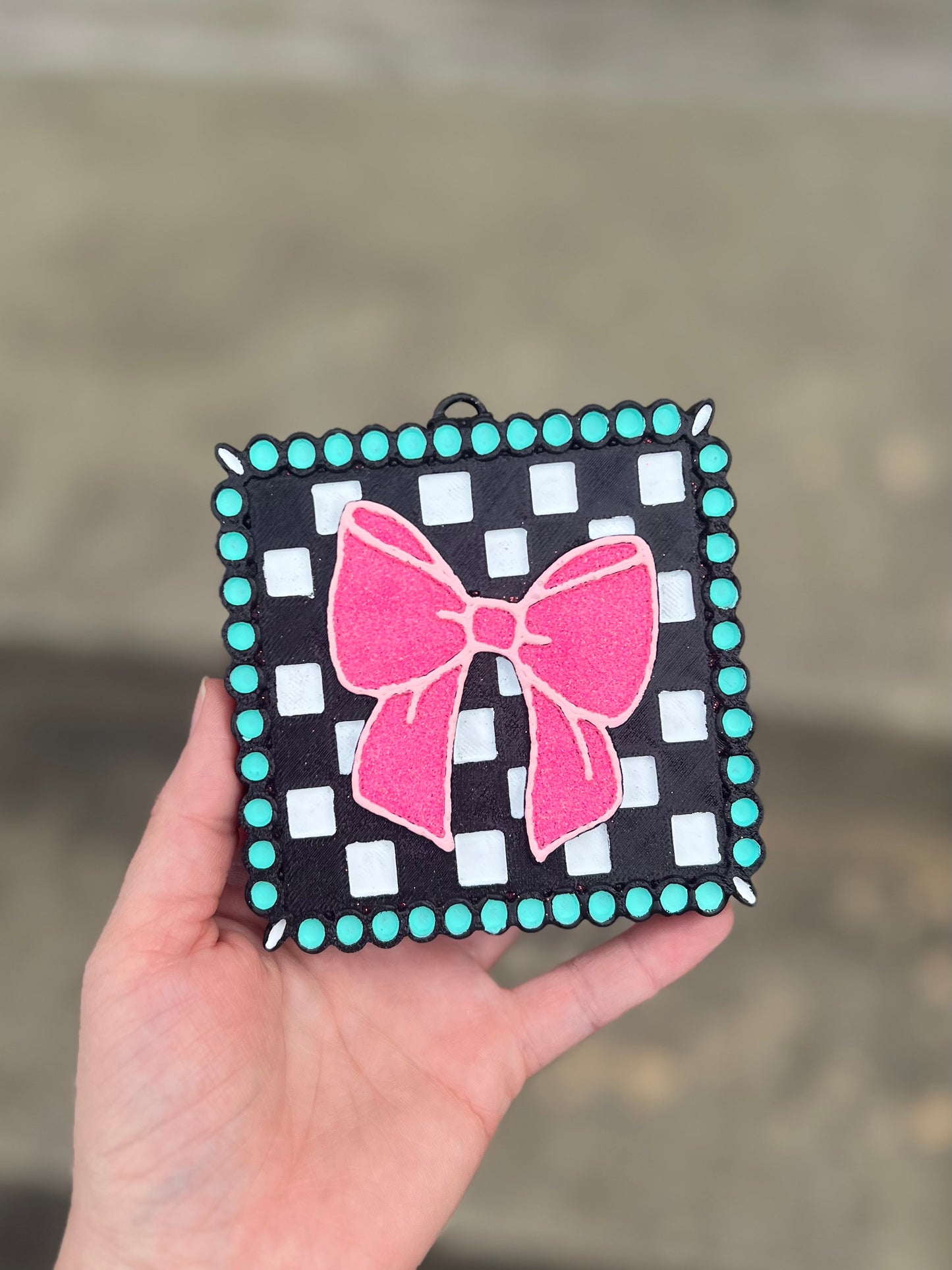 Checkered Frame with Bow